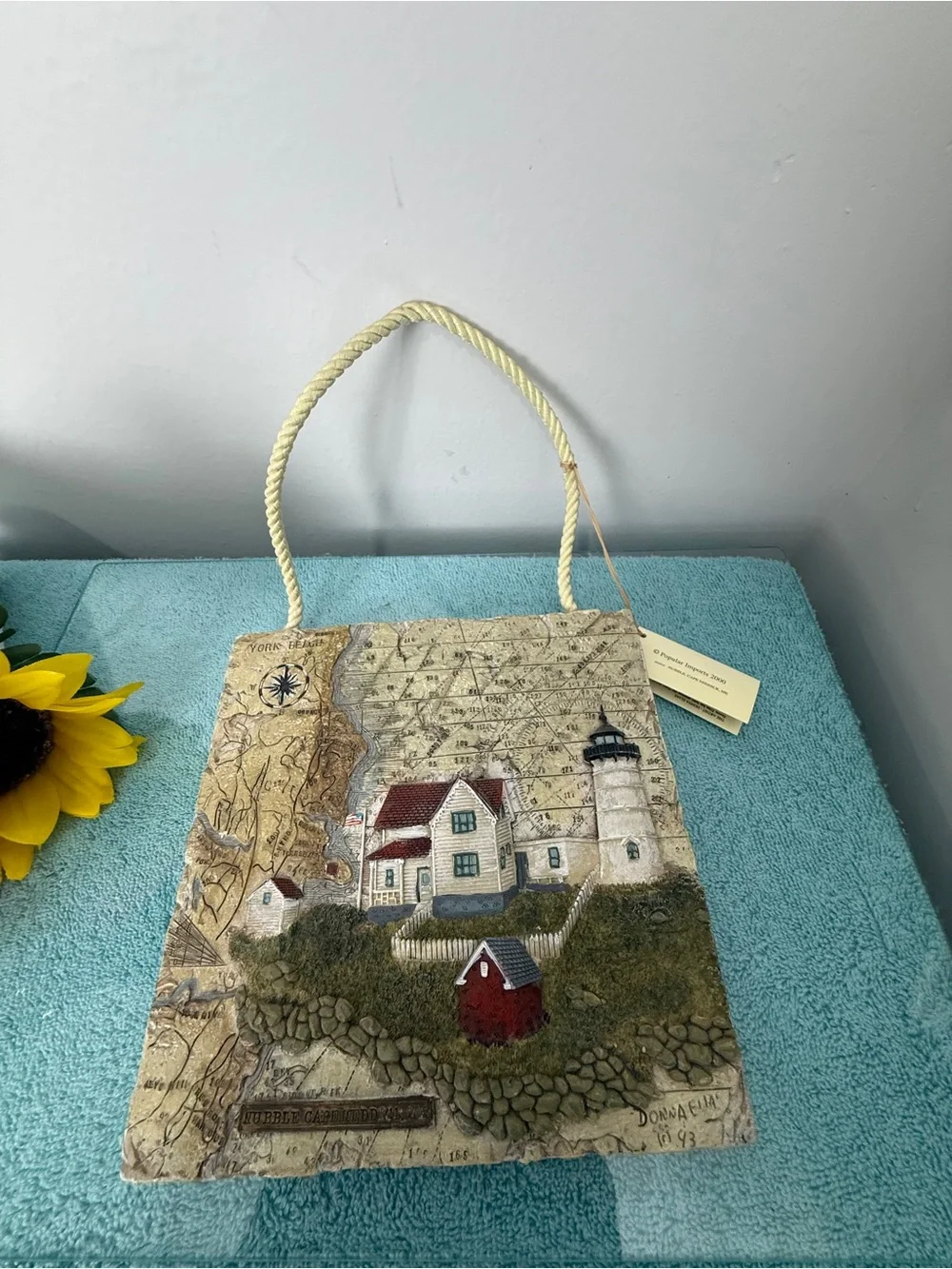 Coastal Lighthouse Wall Plaque – Red, White & Green Home Wall Decor 3D